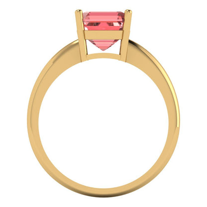 2 cttw Natural Garnet Solitaire  Engagement Ring - Solid Gold (Asscher Cut,7.0mm)