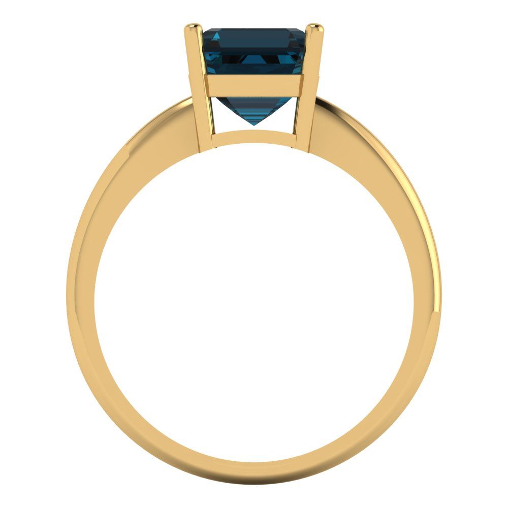 2 cttw Natural London Blue Topaz Solitaire  Engagement Ring - Solid Gold (Asscher Cut,7.0mm)