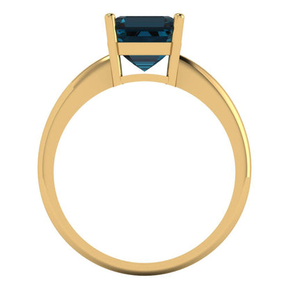2 cttw Natural London Blue Topaz Solitaire  Engagement Ring - Solid Gold (Asscher Cut,7.0mm)