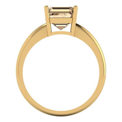 2 cttw Yellow Moissanite Solitaire  Engagement Ring - Solid Gold (Asscher Cut,7.0mm)