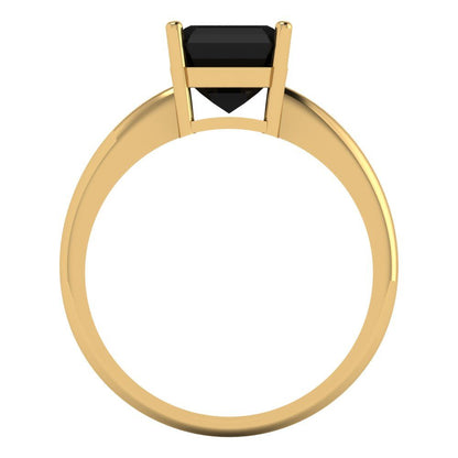 2 cttw Natural Onyx Solitaire  Engagement Ring - Solid Gold (Asscher Cut,7.0mm)