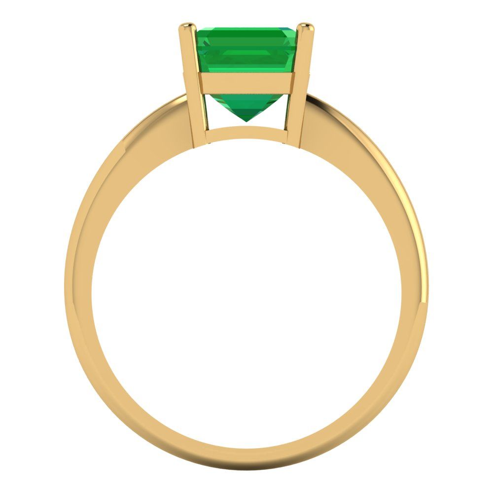 2 cttw Simulated Emerald Solitaire  Engagement Ring - Solid Gold (Asscher Cut,7.0mm)