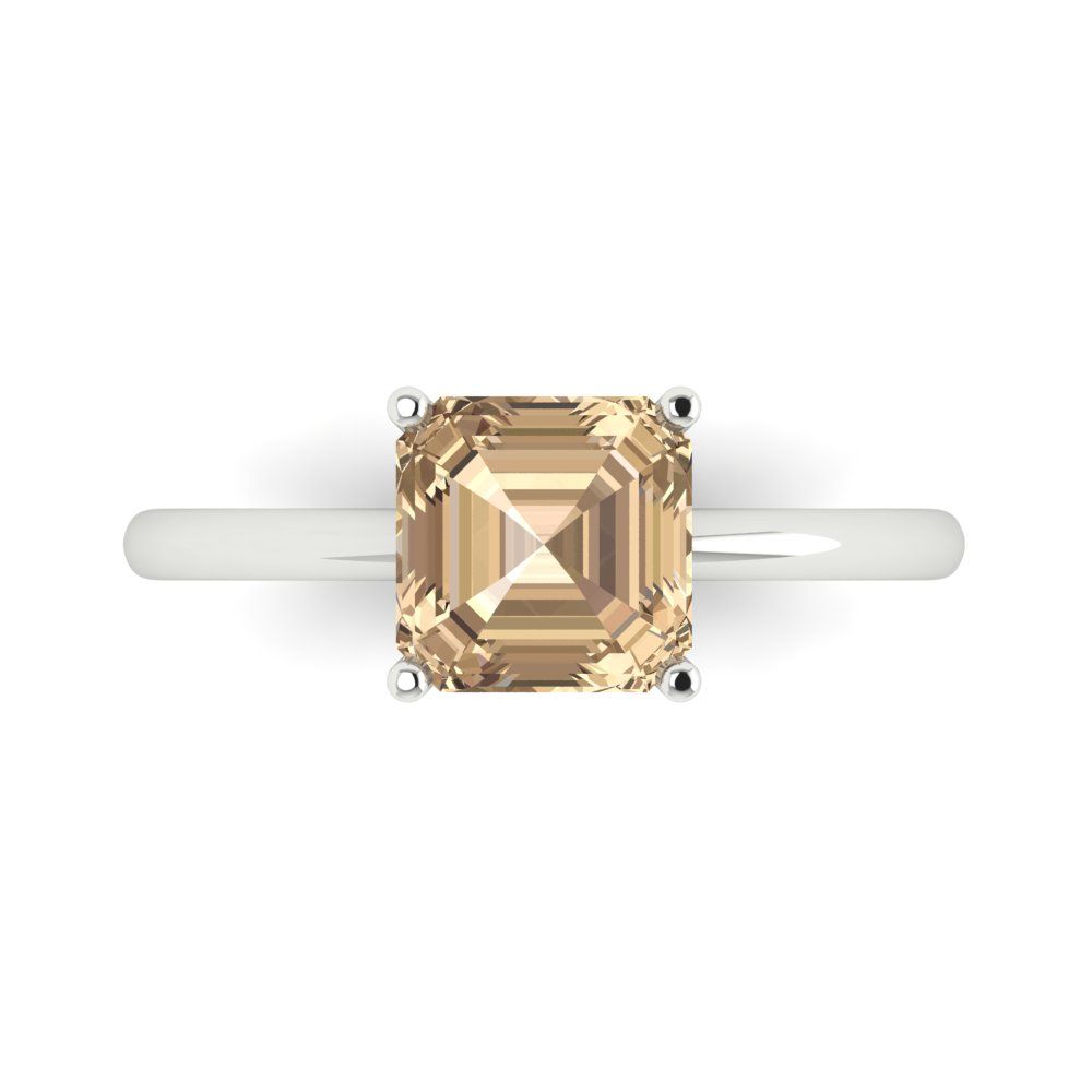 2 cttw Yellow Moissanite Solitaire  Engagement Ring - Solid Gold (Asscher Cut,7.0mm)
