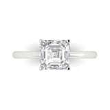 2.0 ct Brilliant Asscher Cut Natural Diamond Stone Clarity SI1-2 Color G-H White Gold Solitaire Ring