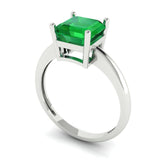 2.0 ct Brilliant Asscher Cut Simulated Emerald Stone White Gold Solitaire Ring