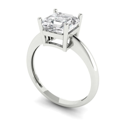 2 cttw Zirconia Simulated Diamond Solitaire  Engagement Ring - Solid White Gold (VVS1, Asscher Cut,7.0mm)