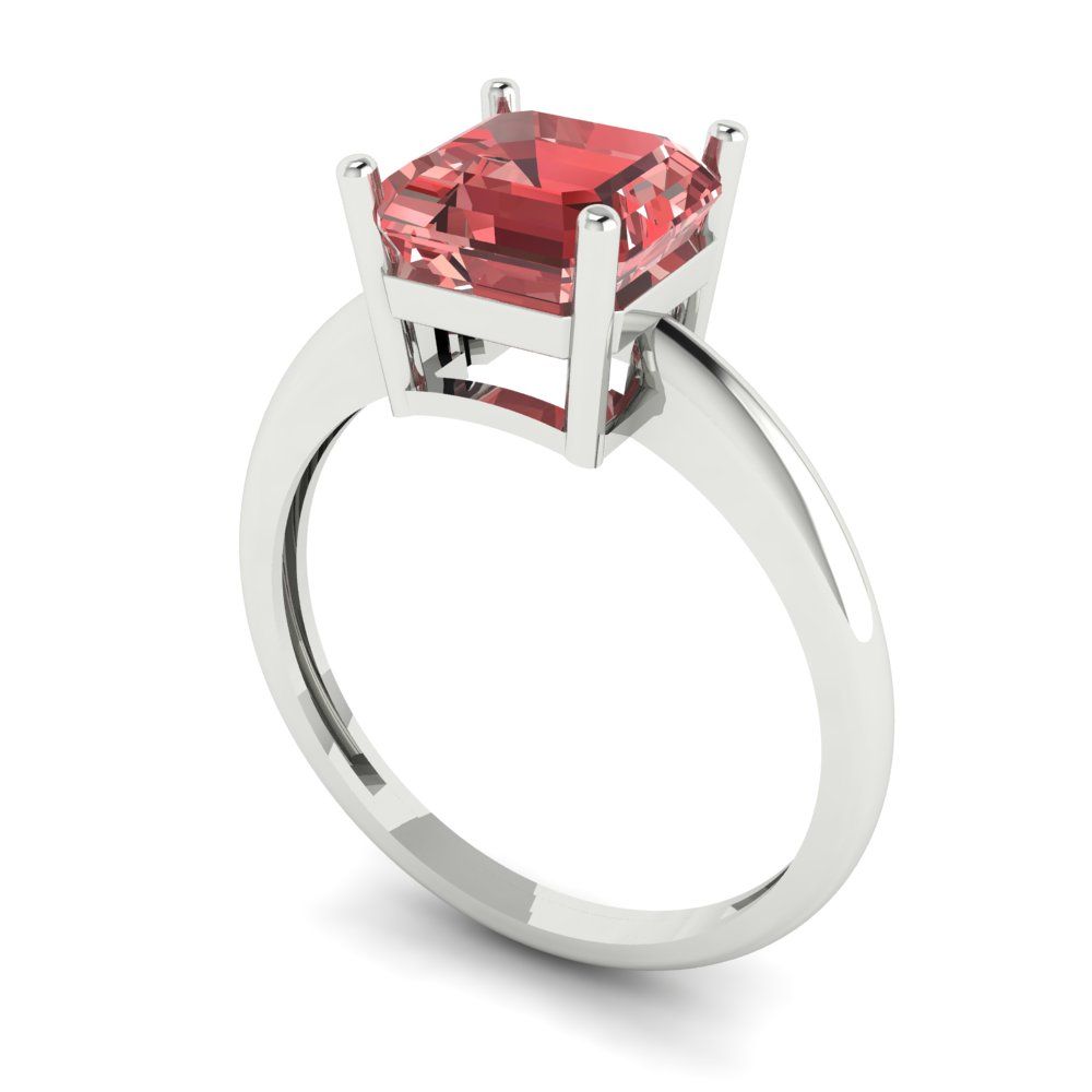 2 cttw Natural Garnet Solitaire  Engagement Ring - Solid Gold (Asscher Cut,7.0mm)