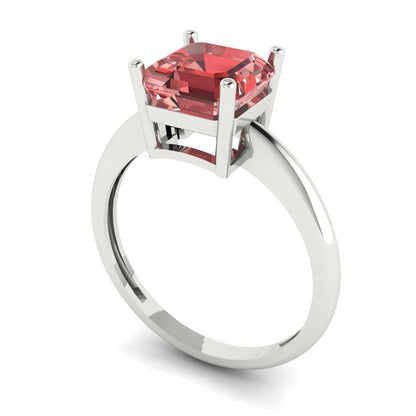 2 cttw Natural Garnet Solitaire  Engagement Ring - Solid Gold (Asscher Cut,7.0mm)