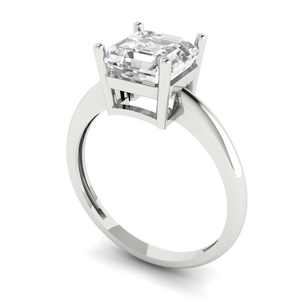 2 cttw White Sapphire Solitaire  Engagement Ring - Solid Gold (Asscher Cut,7.0mm)