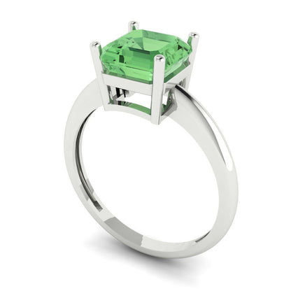 2 cttw Zirconia Simulated Green Diamond Solitaire  Engagement Ring - Solid Gold (VVS1, Asscher Cut,7.0mm)