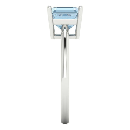 2 cttw Zirconia Simulated Blue Diamond Solitaire  Engagement Ring - Solid Gold (VVS1, Asscher Cut,7.0mm)