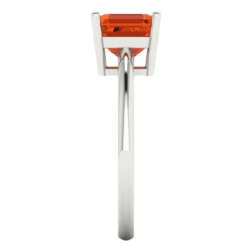 2 cttw Zirconia Simulated Red Diamond Solitaire  Engagement Ring - Solid White Gold (VVS1, Asscher Cut,7.0mm)