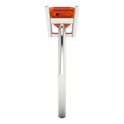 2 cttw Zirconia Simulated Red Diamond Solitaire  Engagement Ring - Solid White Gold (VVS1, Asscher Cut,7.0mm)