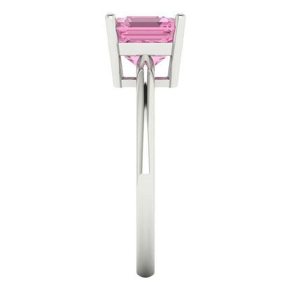 2 cttw Zirconia Simulated Pink Diamond Solitaire  Engagement Ring - Solid Gold (VVS1, Asscher Cut,7.0mm)