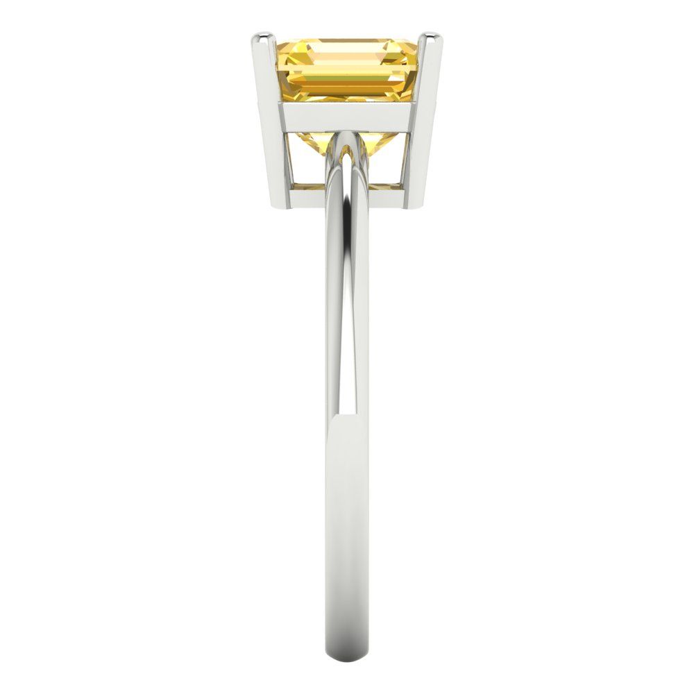 2 cttw Zirconia Simulated Yellow Diamond Solitaire  Engagement Ring - Solid Gold (VVS1, Asscher Cut,7.0mm)