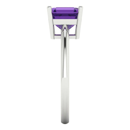 2 cttw Natural Amethyst Solitaire  Engagement Ring - Solid Gold (Asscher Cut,7.0mm)