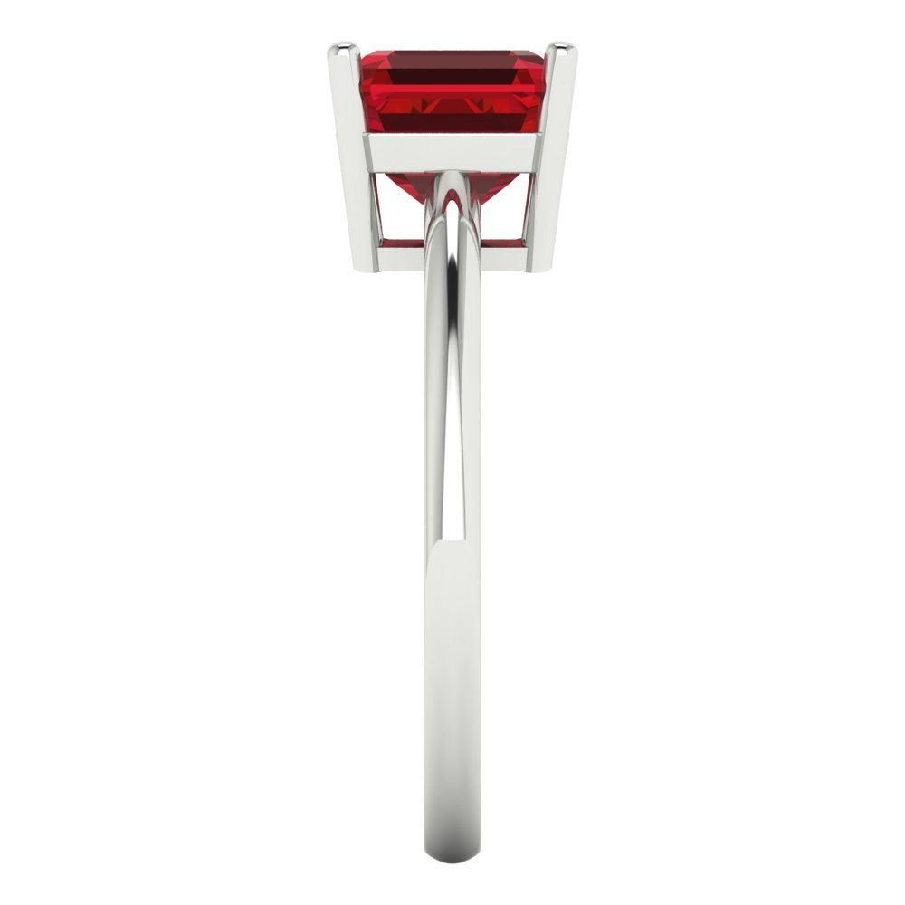 2 cttw Simulated Ruby Solitaire  Engagement Ring - Solid White Gold (VVS1, Asscher Cut,7.0mm)