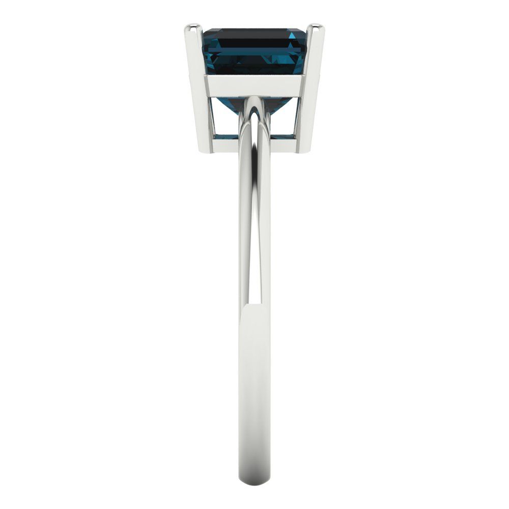 2 cttw Natural London Blue Topaz Solitaire  Engagement Ring - Solid Gold (Asscher Cut,7.0mm)