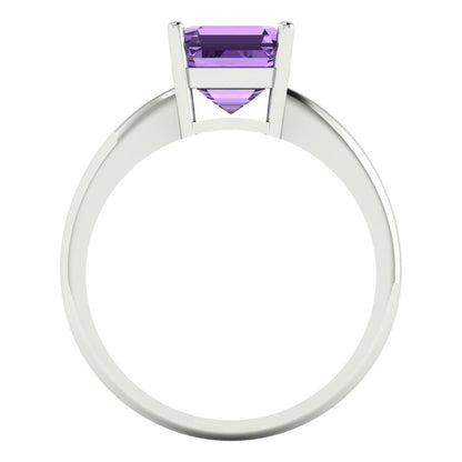 2 cttw Simulated Alexandrite Solitaire  Engagement Ring - Solid Gold (Asscher Cut,7.0mm)