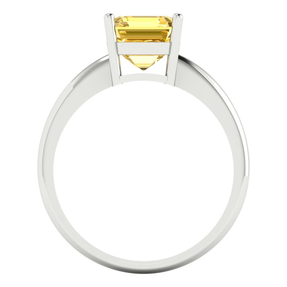 2 cttw Zirconia Simulated Yellow Diamond Solitaire  Engagement Ring - Solid Gold (VVS1, Asscher Cut,7.0mm)