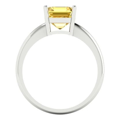 2 cttw Zirconia Simulated Yellow Diamond Solitaire  Engagement Ring - Solid Gold (VVS1, Asscher Cut,7.0mm)