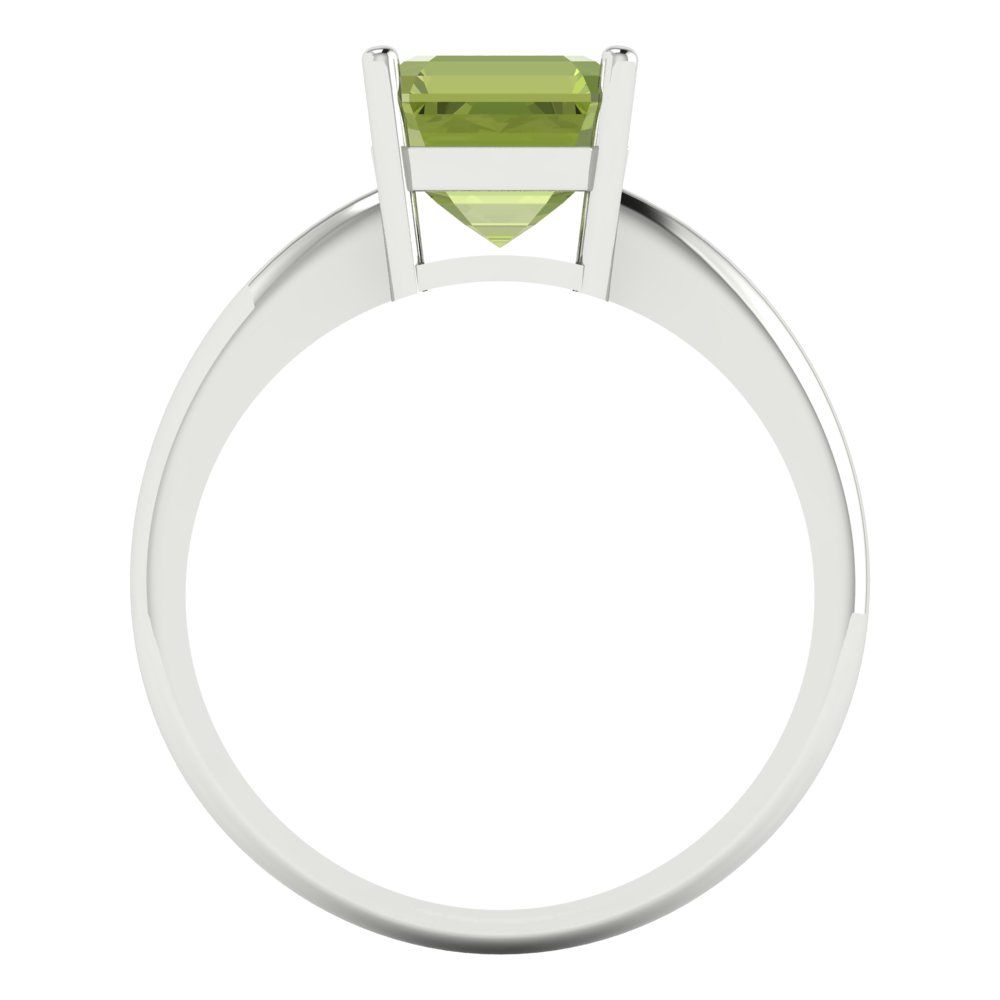 2 cttw Natural Peridot Solitaire  Engagement Ring - Solid Gold (Asscher Cut,7.0mm)
