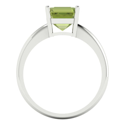 2 cttw Natural Peridot Solitaire  Engagement Ring - Solid Gold (Asscher Cut,7.0mm)