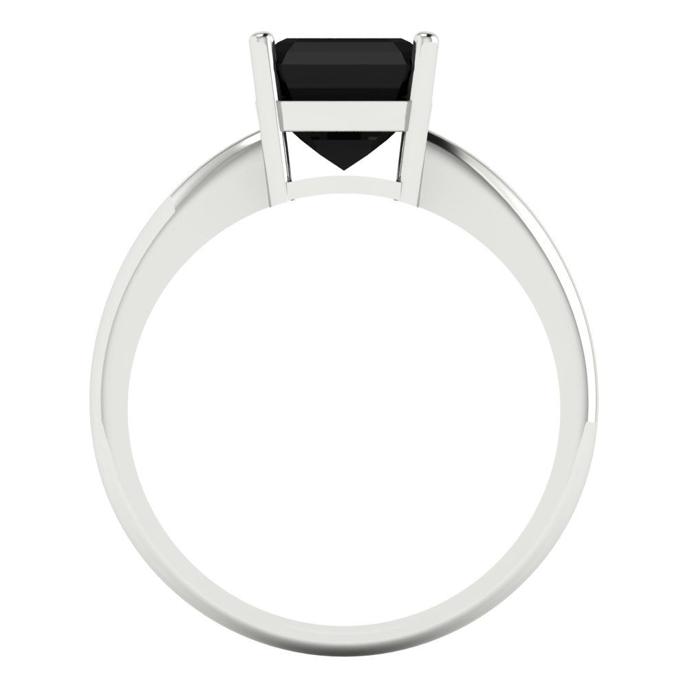 2 cttw Natural Onyx Solitaire  Engagement Ring - Solid Gold (Asscher Cut,7.0mm)