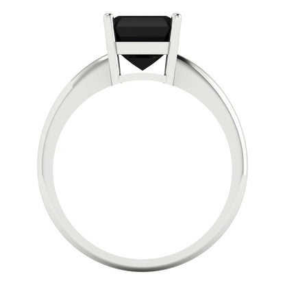 2 cttw Natural Onyx Solitaire  Engagement Ring - Solid Gold (Asscher Cut,7.0mm)