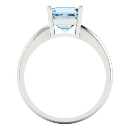 2 cttw Natural Swiss Blue Topaz Solitaire  Engagement Ring - Solid Gold (Asscher Cut,7.0mm)