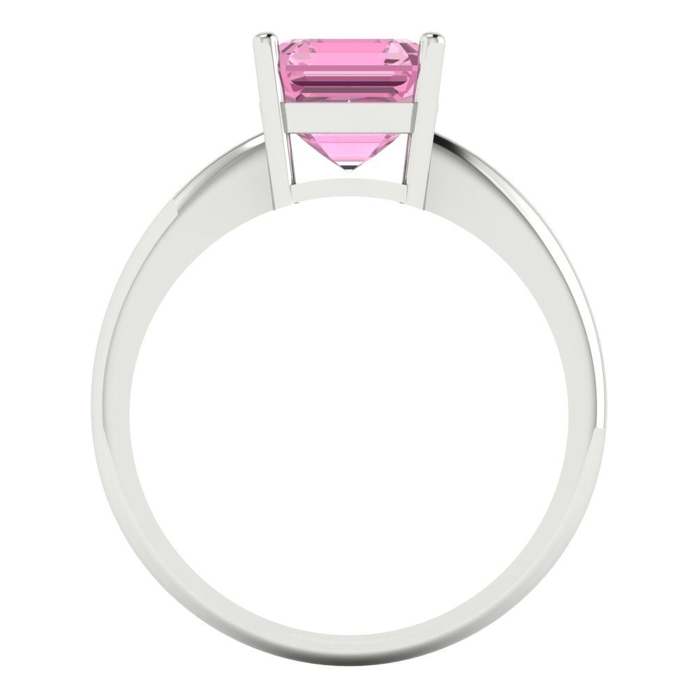 2 cttw Zirconia Simulated Pink Diamond Solitaire  Engagement Ring - Solid Gold (VVS1, Asscher Cut,7.0mm)