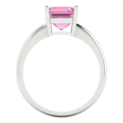 2 cttw Zirconia Simulated Pink Diamond Solitaire  Engagement Ring - Solid Gold (VVS1, Asscher Cut,7.0mm)