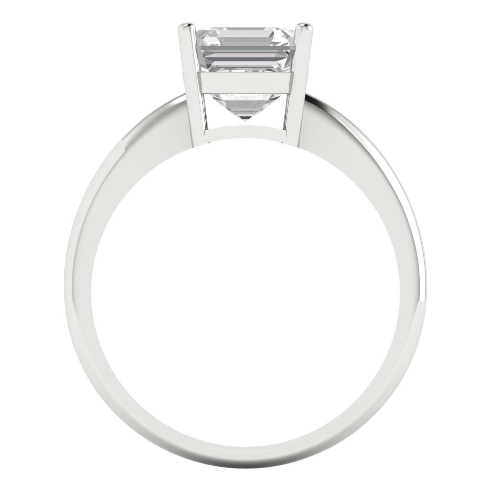 2 cttw Moissanite Solitaire  Engagement Ring - Solid White Gold (VVS1, Asscher Cut,7.0mm)