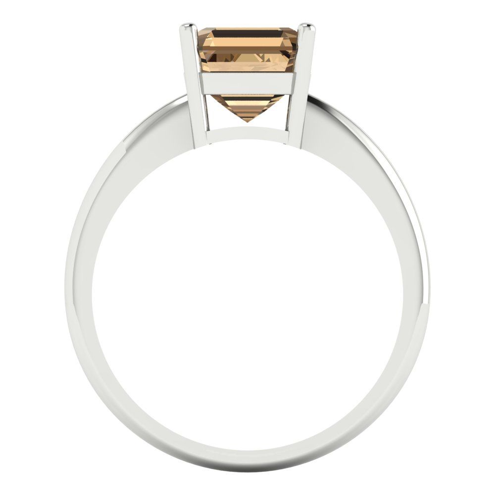 2 cttw Zirconia Simulated Champagne Diamond Solitaire  Engagement Ring - Solid Gold (VVS1, Asscher Cut,7.0mm)
