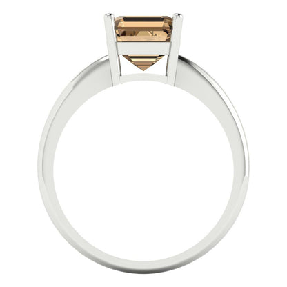 2 cttw Zirconia Simulated Champagne Diamond Solitaire  Engagement Ring - Solid Gold (VVS1, Asscher Cut,7.0mm)