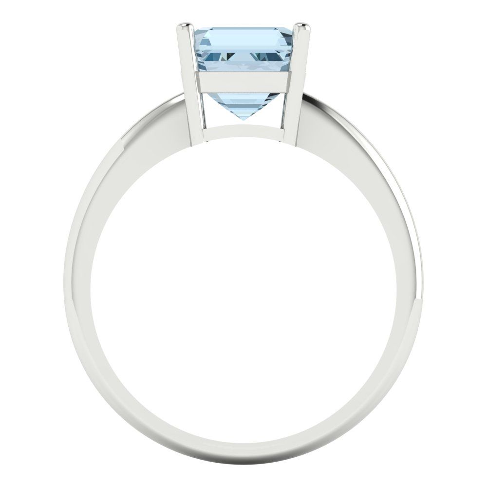 2 cttw Natural Aquamarine Solitaire  Engagement Ring - Solid Gold (Asscher Cut,7.0mm)