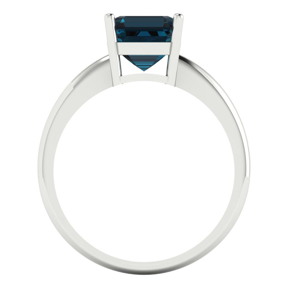 2 cttw Natural London Blue Topaz Solitaire  Engagement Ring - Solid Gold (Asscher Cut,7.0mm)
