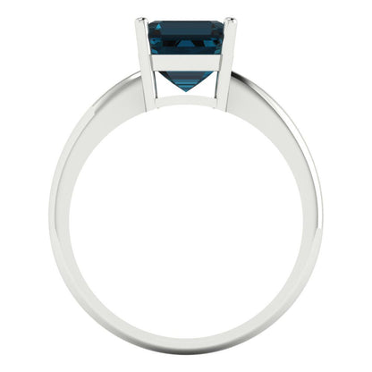 2 cttw Natural London Blue Topaz Solitaire  Engagement Ring - Solid Gold (Asscher Cut,7.0mm)