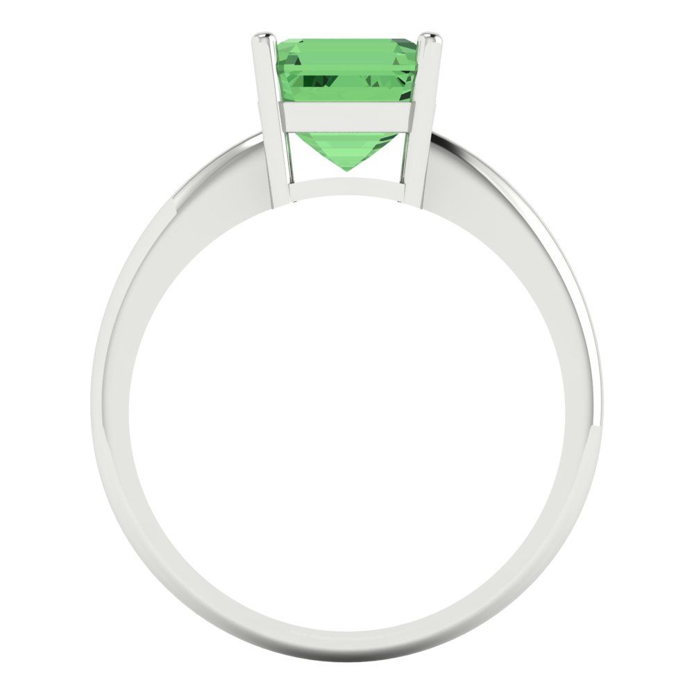 2 cttw Zirconia Simulated Green Diamond Solitaire  Engagement Ring - Solid Gold (VVS1, Asscher Cut,7.0mm)