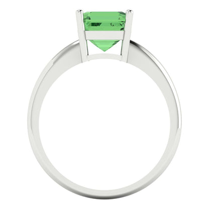 2 cttw Zirconia Simulated Green Diamond Solitaire  Engagement Ring - Solid Gold (VVS1, Asscher Cut,7.0mm)