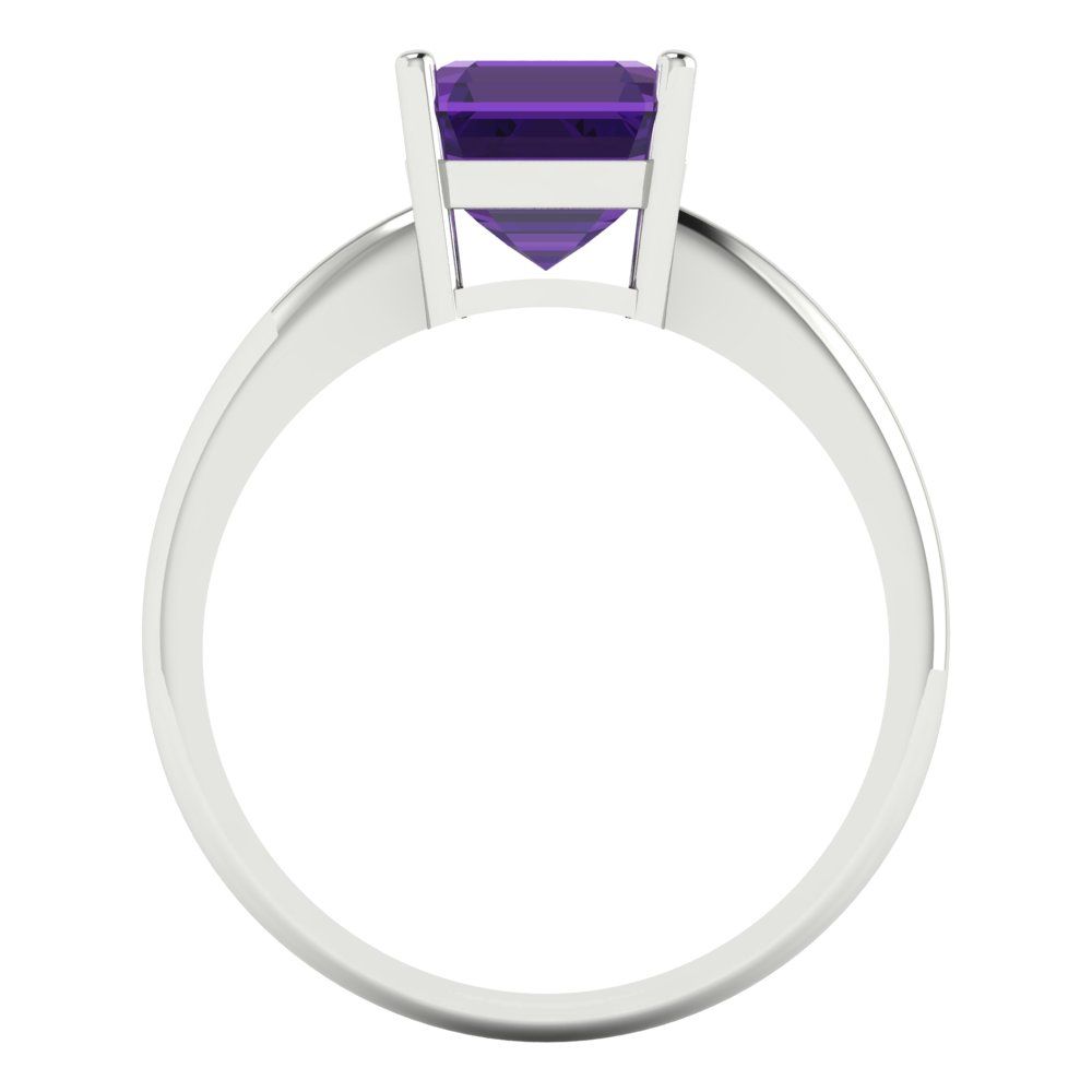 2 cttw Natural Amethyst Solitaire  Engagement Ring - Solid Gold (Asscher Cut,7.0mm)