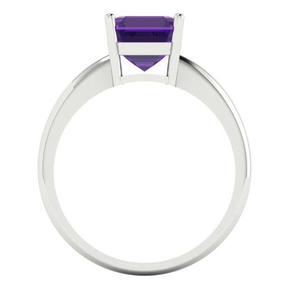 2 cttw Natural Amethyst Solitaire  Engagement Ring - Solid Gold (Asscher Cut,7.0mm)