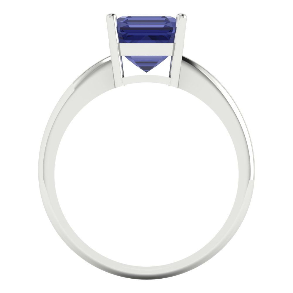 2 cttw Simulated Tanzanite Solitaire  Engagement Ring - Solid Gold (Asscher Cut,7.0mm)