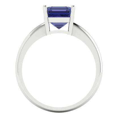 2 cttw Simulated Tanzanite Solitaire  Engagement Ring - Solid Gold (Asscher Cut,7.0mm)