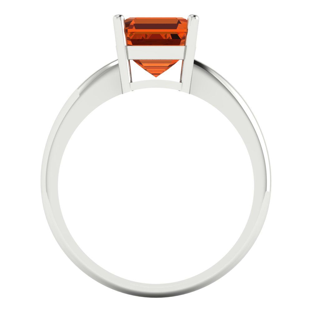 2 cttw Zirconia Simulated Red Diamond Solitaire  Engagement Ring - Solid White Gold (VVS1, Asscher Cut,7.0mm)