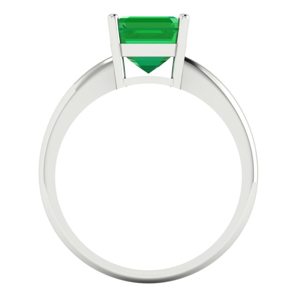 2 cttw Simulated Emerald Solitaire  Engagement Ring - Solid Gold (Asscher Cut,7.0mm)