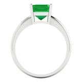 2.0 ct Brilliant Asscher Cut Simulated Emerald Stone White Gold Solitaire Ring