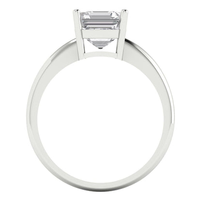 2 cttw Zirconia Simulated Diamond Solitaire  Engagement Ring - Solid White Gold (VVS1, Asscher Cut,7.0mm)
