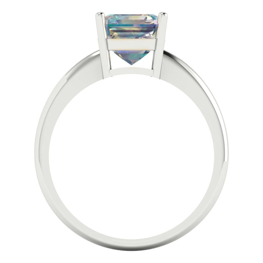 2 cttw Blue Moissanite Solitaire  Engagement Ring - Solid Gold (Asscher Cut,7.0mm)