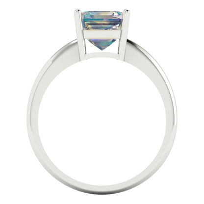 2 cttw Blue Moissanite Solitaire  Engagement Ring - Solid Gold (Asscher Cut,7.0mm)